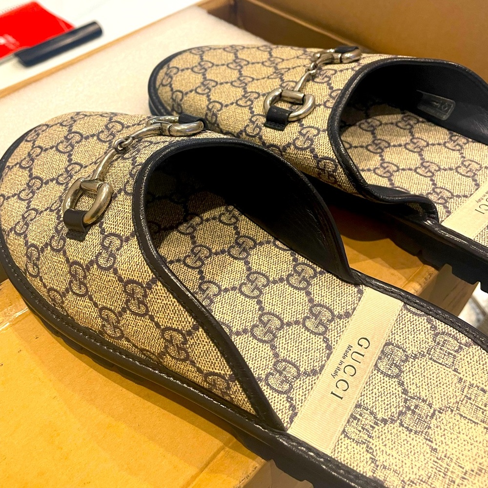 Authentic Gucci Gray Loafers
Silver Gucci emblem